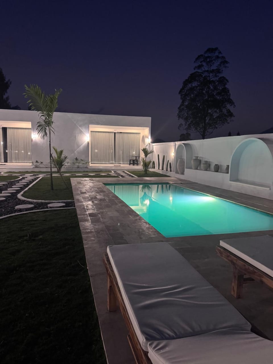 Night, Pool view, Swimming pool