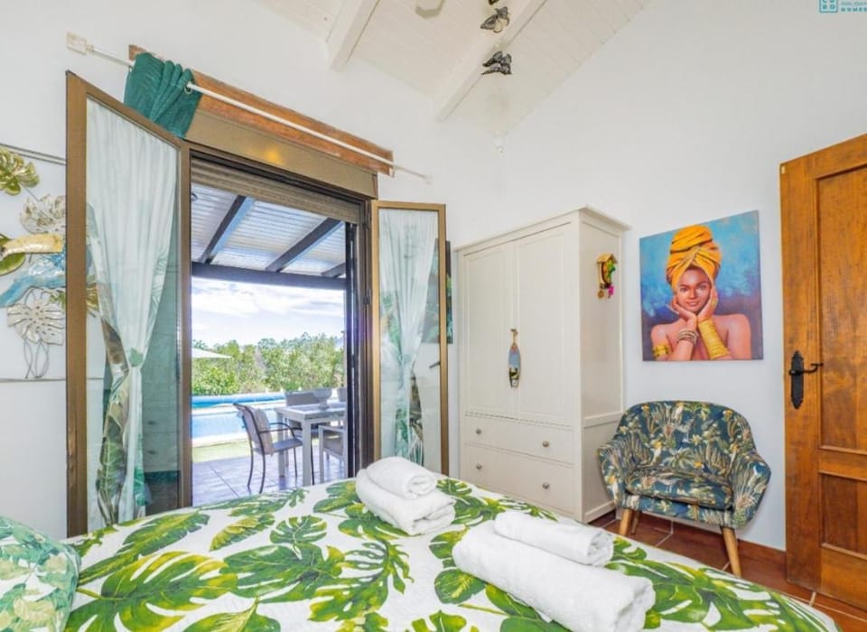 Bed, Photo of the whole room, Bedroom, Pool view