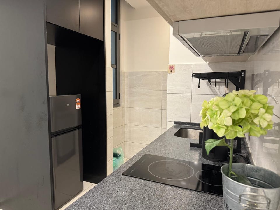 Kitchen or kitchenette, stove