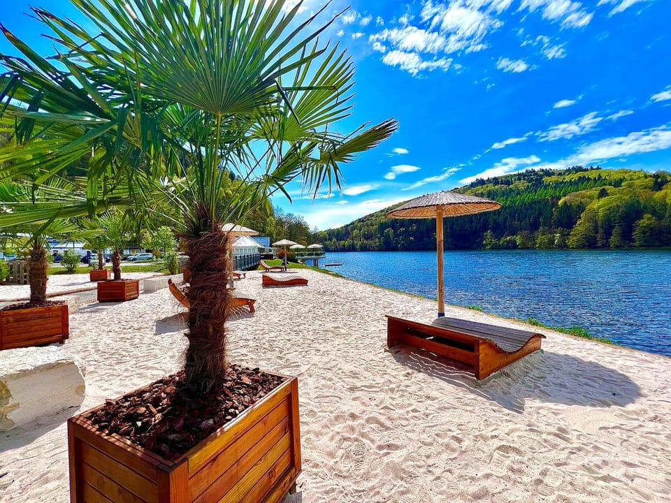 Nearby landmark, Natural landscape, Beach, Lake view, Mountain view