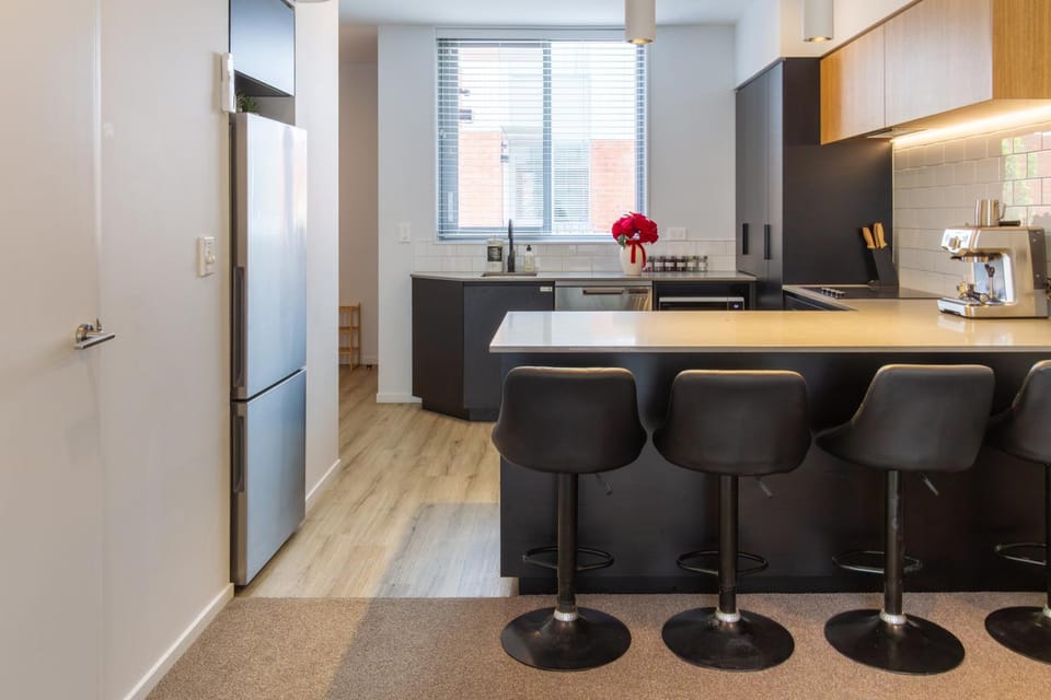 Kitchen or kitchenette, stove