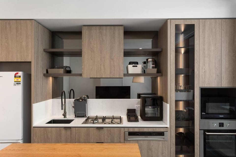 Kitchen or kitchenette, oven, stove