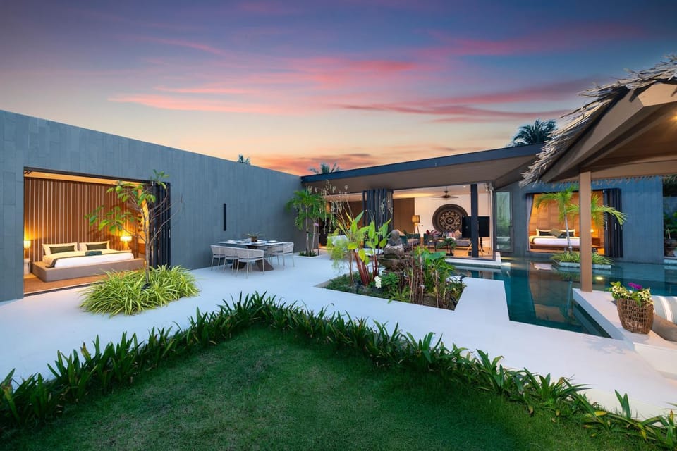 Property building, Patio, Natural landscape, Garden, Garden view, Pool view, Swimming pool