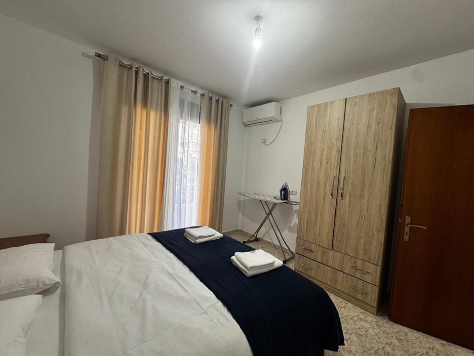 Bed, Photo of the whole room, Bedroom, towels, wardrobe, air conditioner