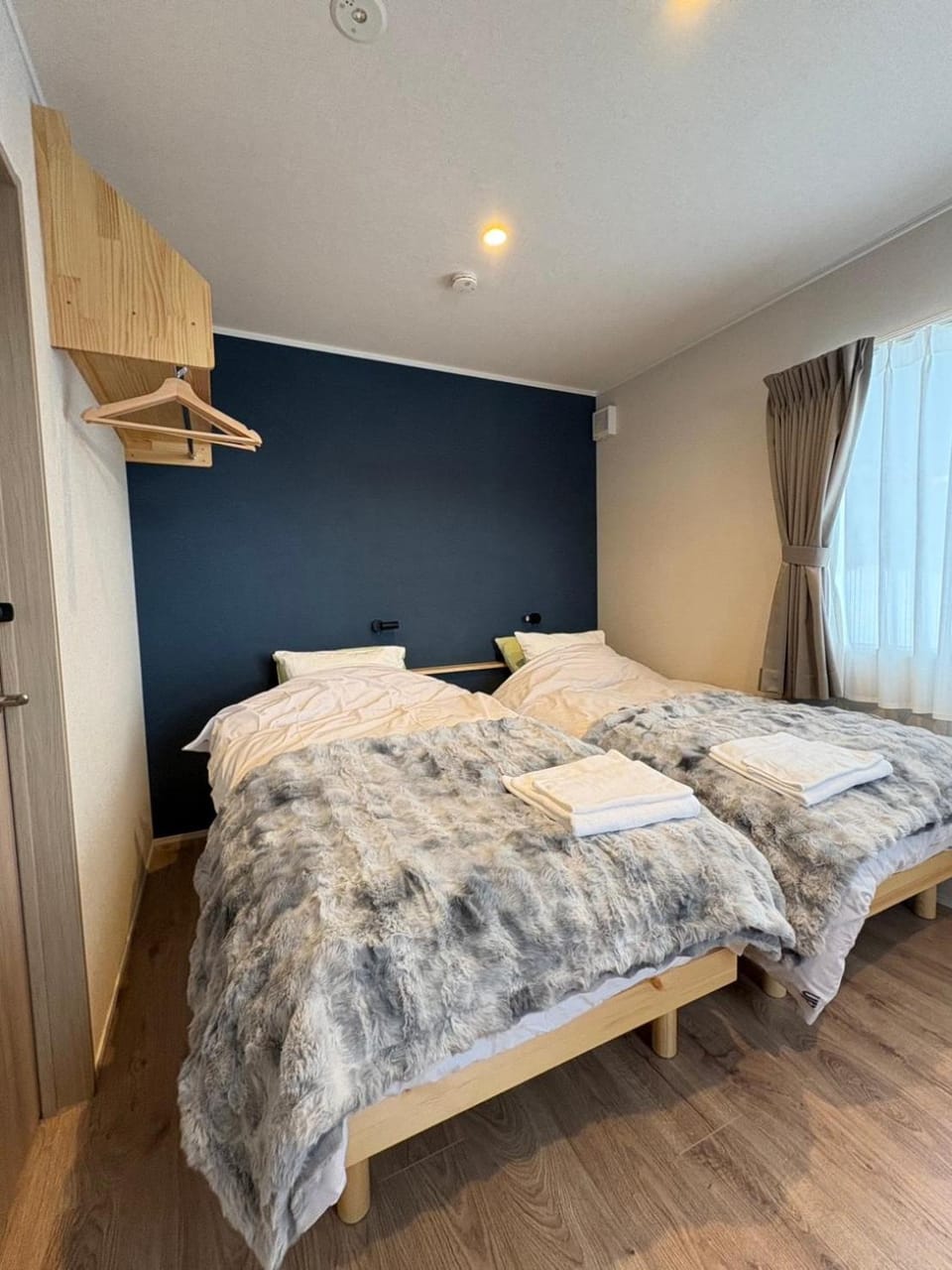 Bed, Photo of the whole room, Bedroom, towels, wardrobe