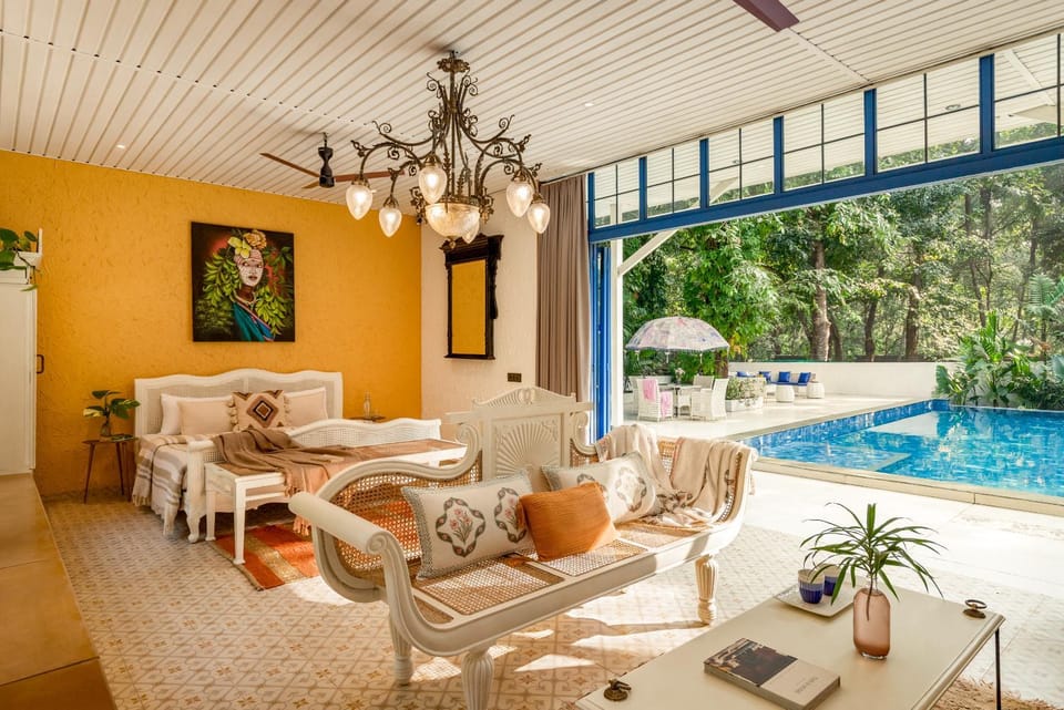 Seating area, Bedroom, Pool view, Swimming pool