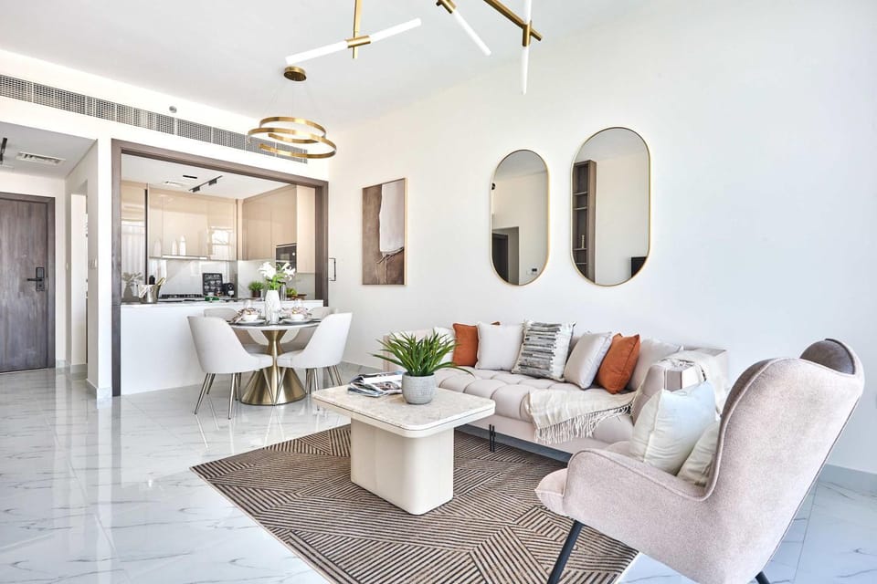 Kitchen or kitchenette, Living room, Seating area, Dining area
