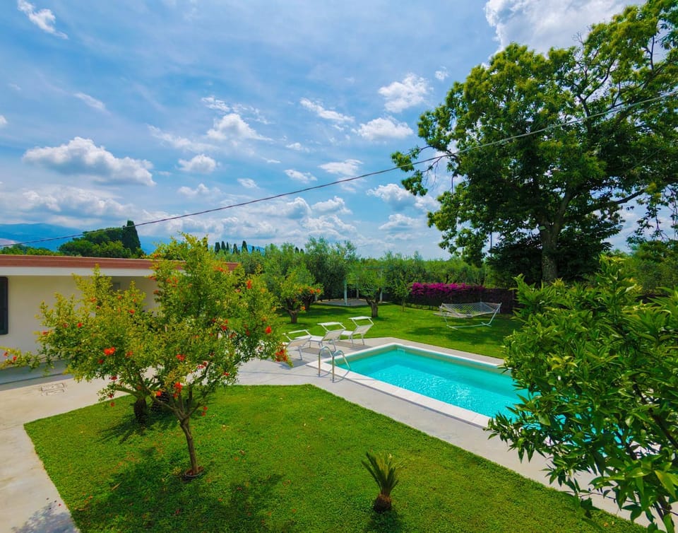 Property building, Spring, Day, Natural landscape, Garden, Garden view, Pool view, sunbed