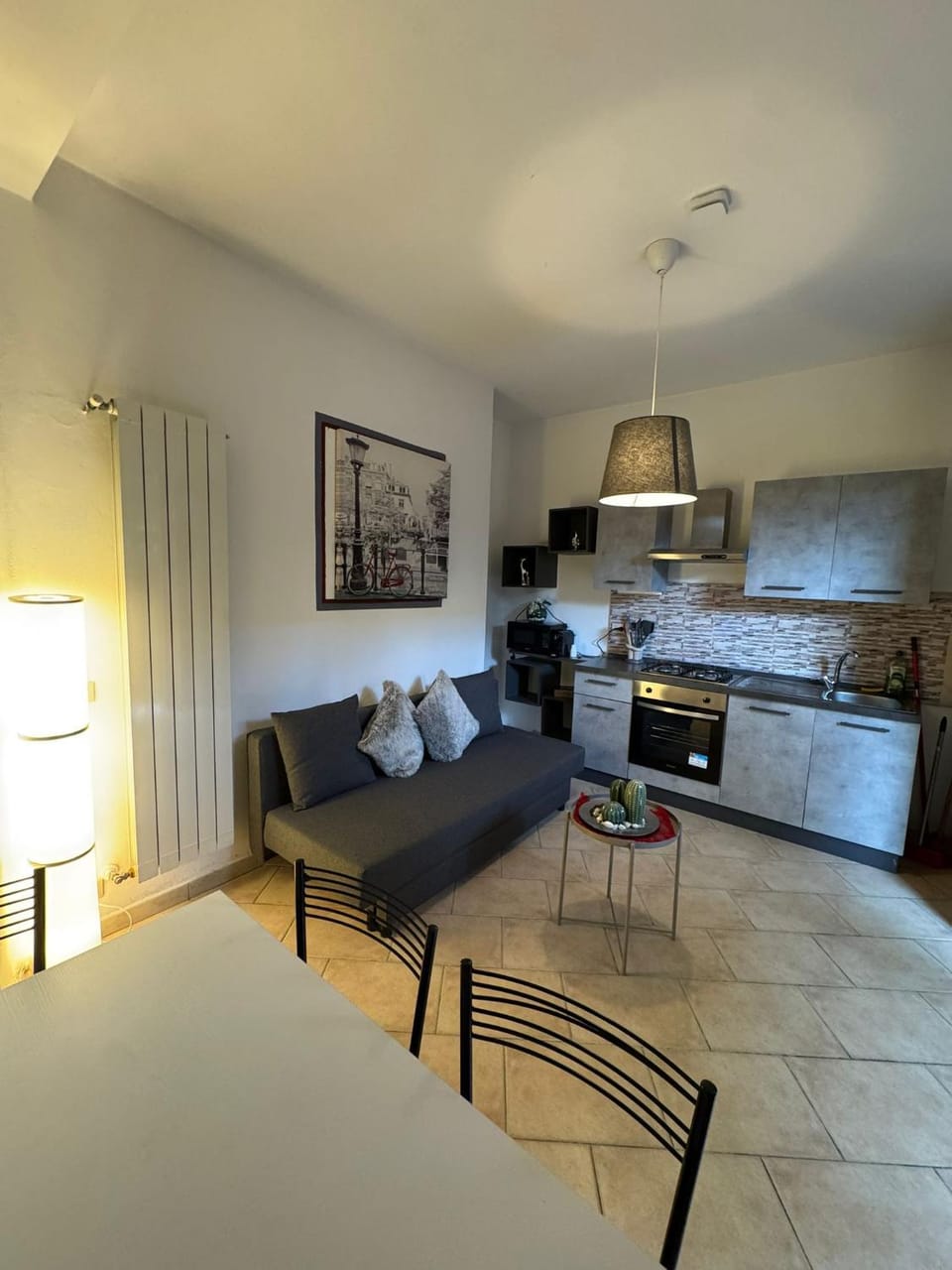 Kitchen or kitchenette, Living room, Dining area, stove