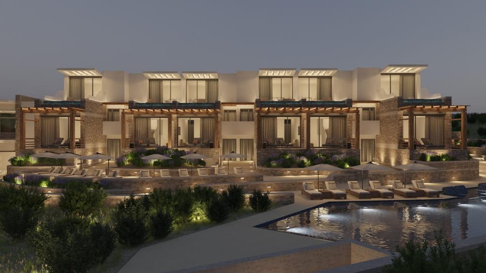 Property building, Night, Swimming pool