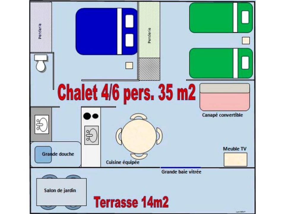 Chalet 35m² avec Terrasse, 2 Chambres - API-1-52-1014 Campground/ 
RV Resort in Occitanie