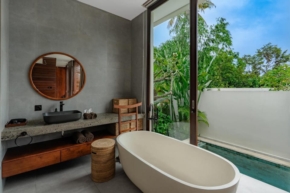 Natural landscape, Bathroom, Pool view, Swimming pool, Bath