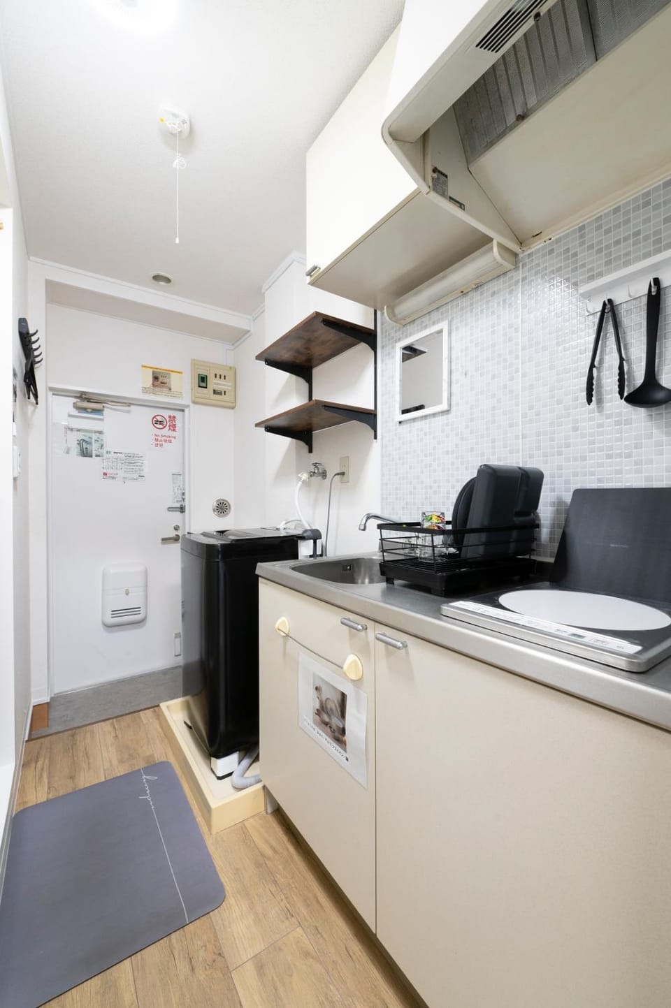 Kitchen or kitchenette, stove