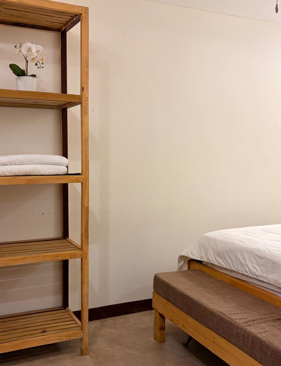 Bed, wardrobe