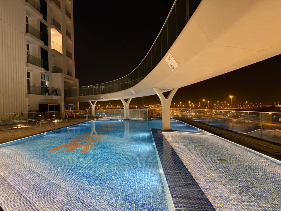 Night, Pool view, Swimming pool