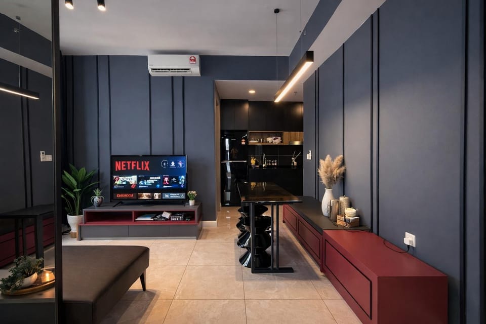 Communal lounge/ TV room, TV and multimedia, Kitchen or kitchenette, Living room, Seating area, Evening entertainment, minibar, wardrobe, air conditioner