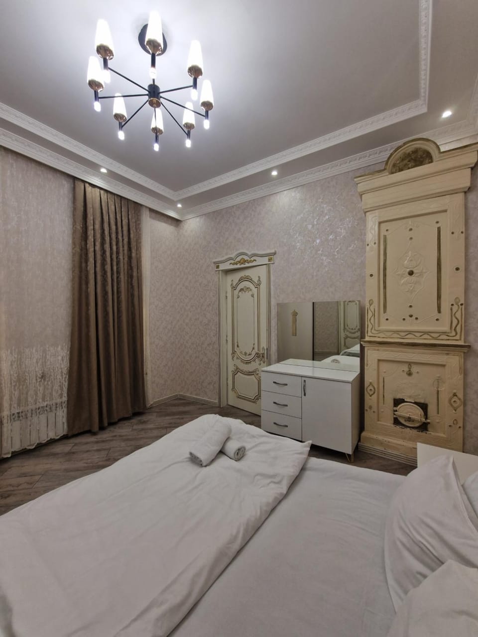 Bed, Photo of the whole room, Bedroom, towels, wardrobe