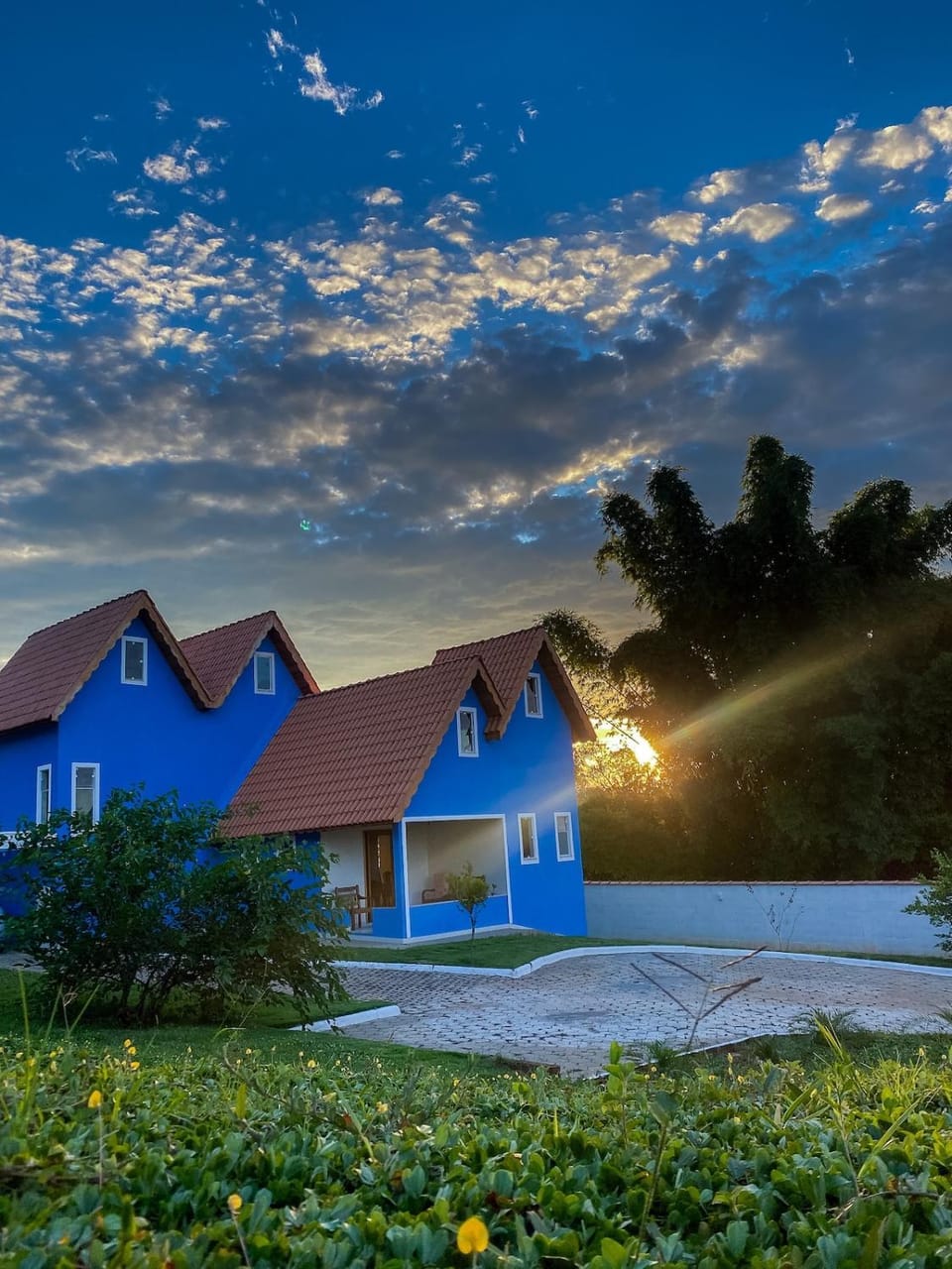 Property building, Garden view, Sunset