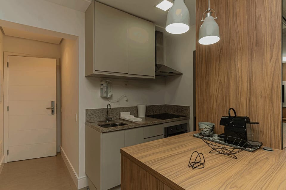 Kitchen or kitchenette, stove