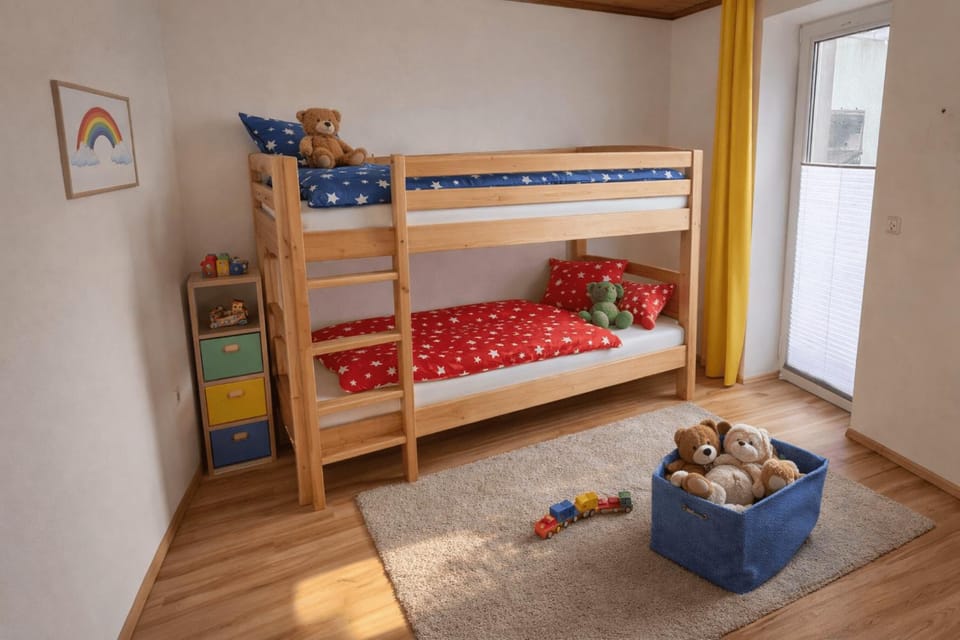 Photo of the whole room, Bedroom, bunk bed
