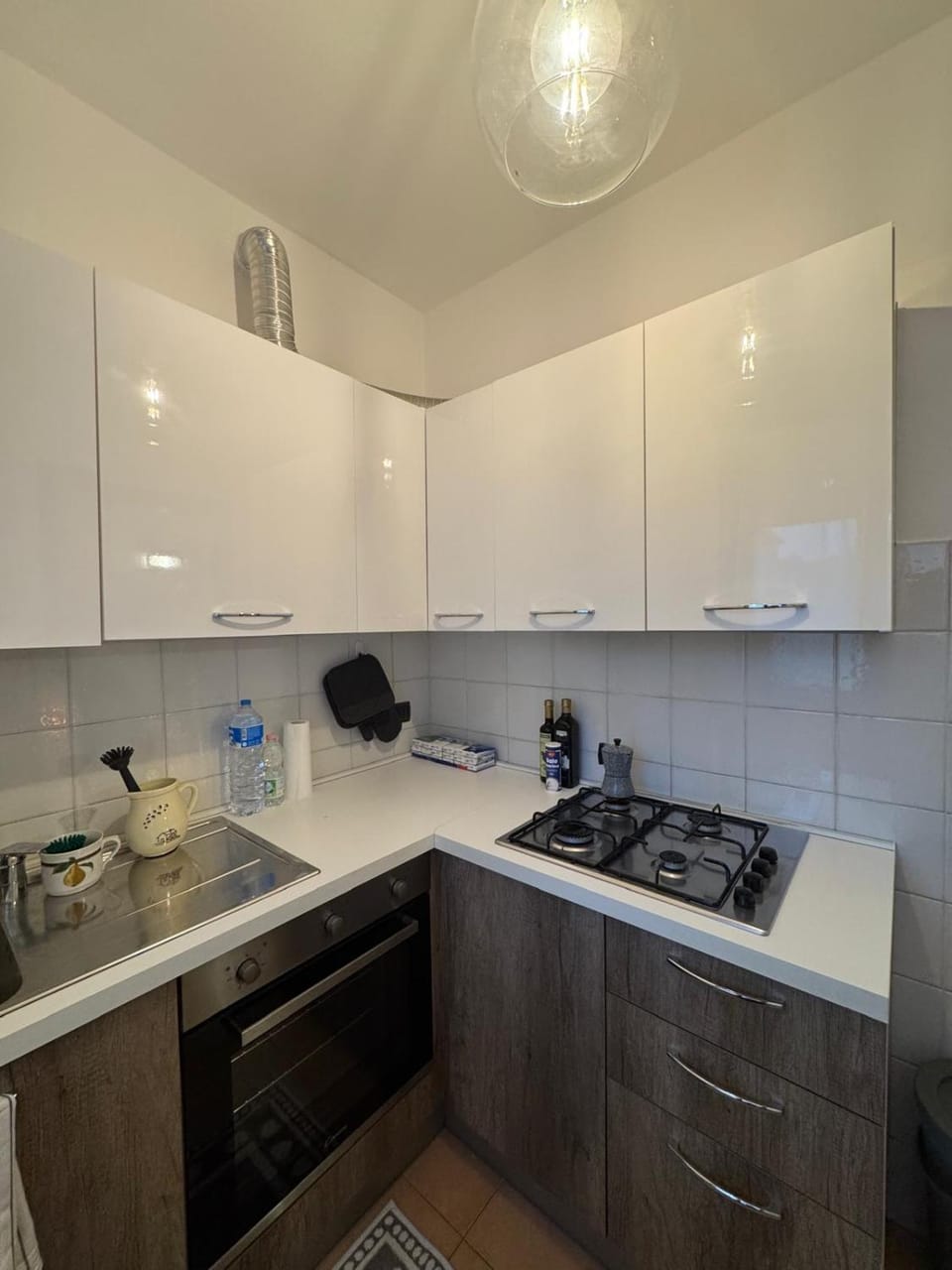 Kitchen or kitchenette, stove
