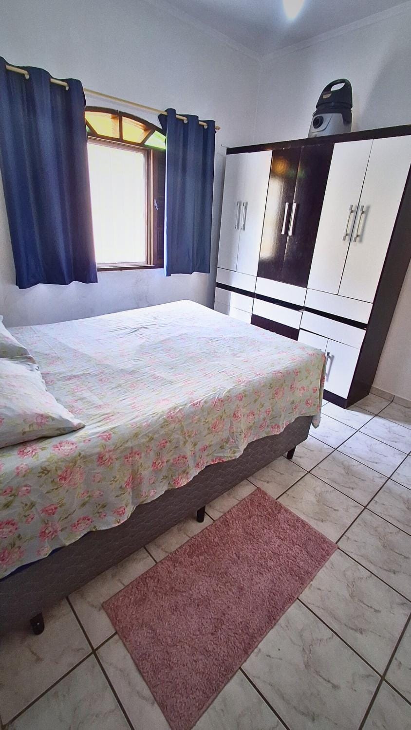 Bed, wardrobe