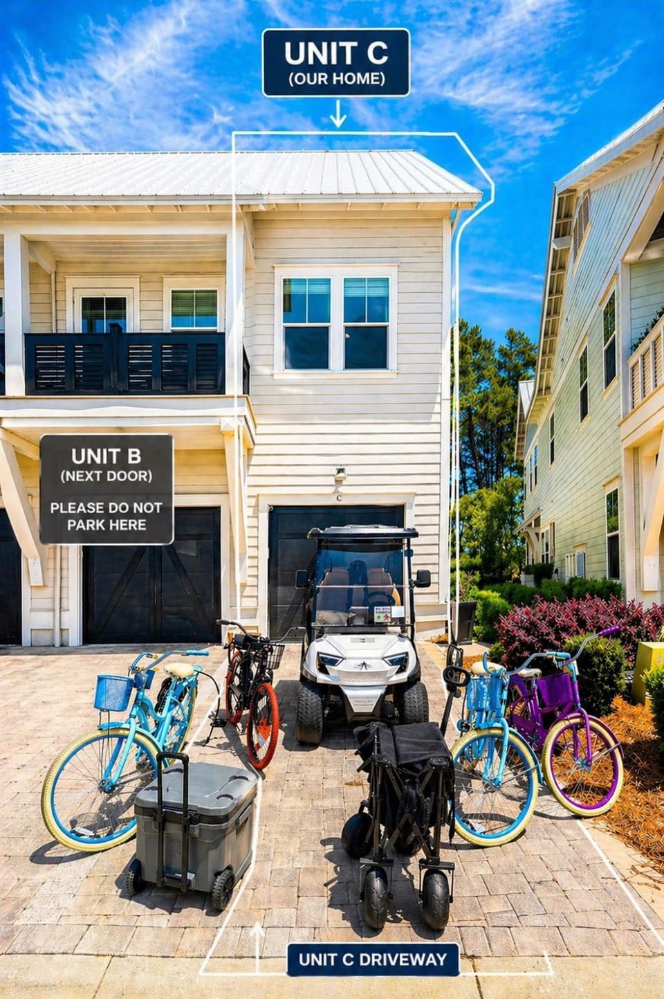Rhema Luxury Beach Haus 2BR 2B ResortPool with optional 6-seater GolfCart & 4Bikes Apartment in South Walton County