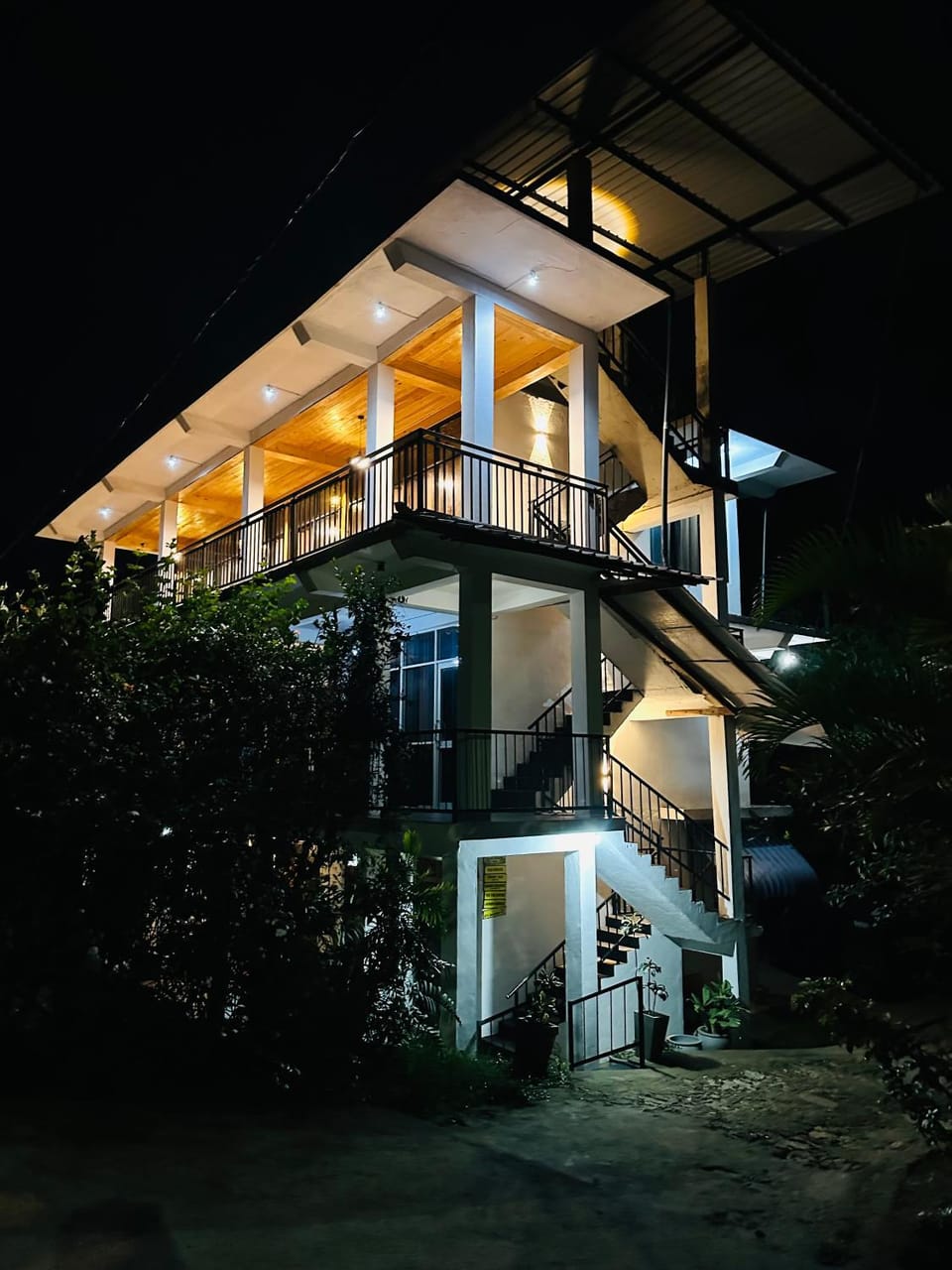 Property building, Night, Garden