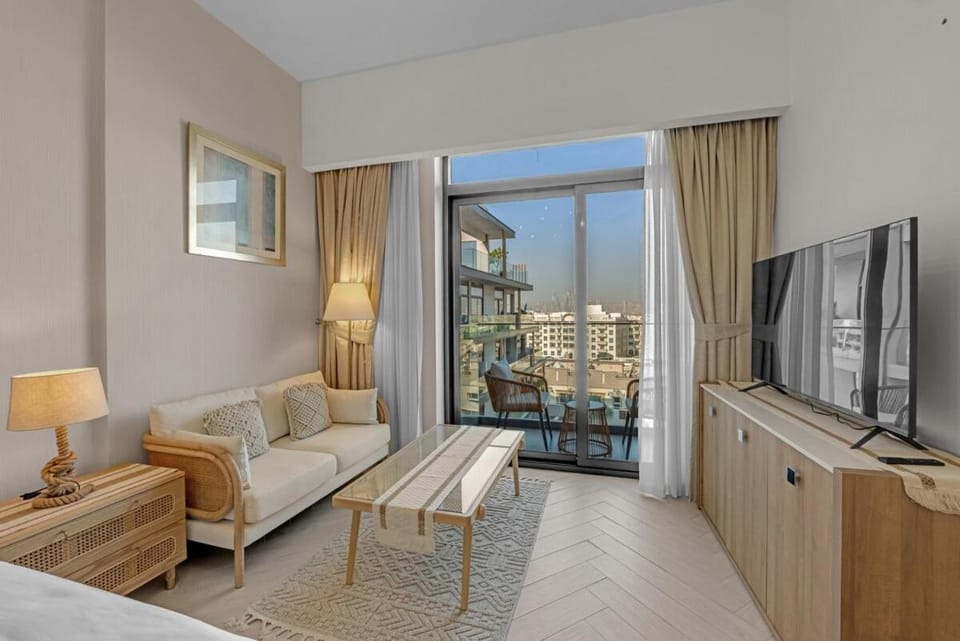 Waves - Boho Style Chic Studio With Balcony in JVC Apartment in Dubai