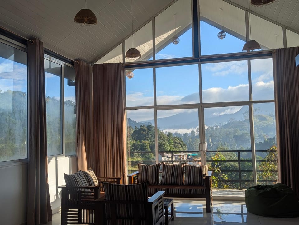 Living room, Seating area, Mountain view
