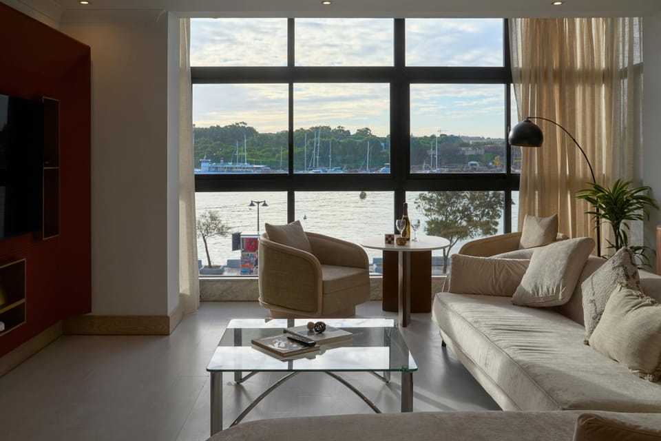 Living room, Seating area, Sea view