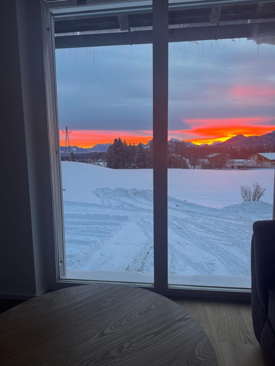 Winter, Mountain view, Sunrise