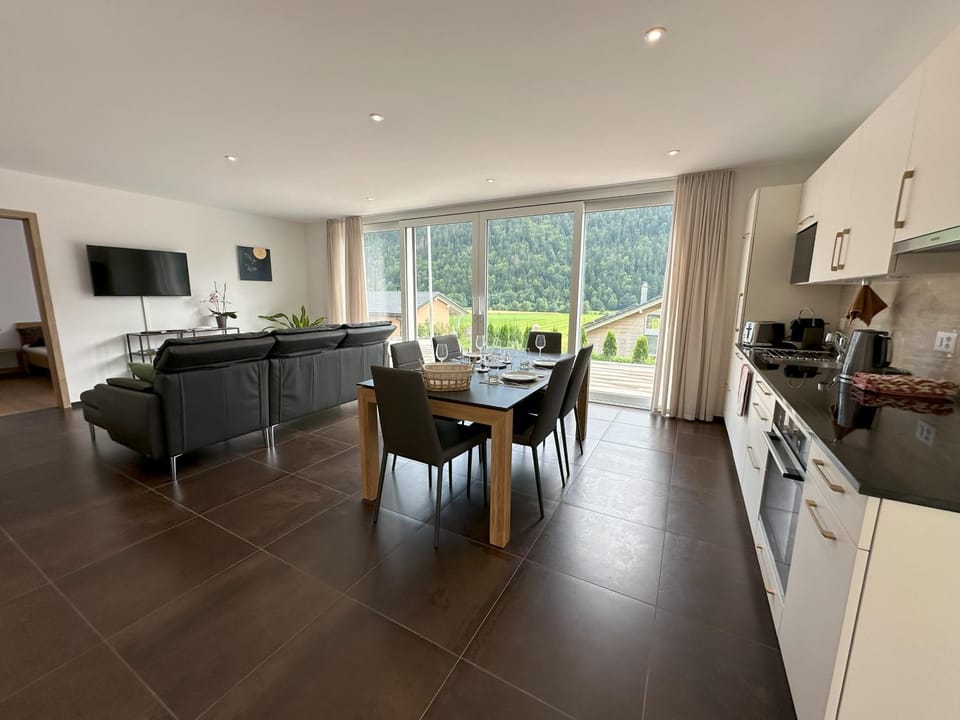 Kitchen or kitchenette, Living room, Dining area