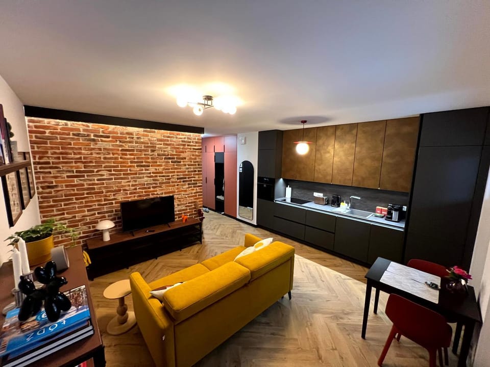 TV and multimedia, Kitchen or kitchenette, Living room, Seating area, stove, stove, kitchen, kitchen