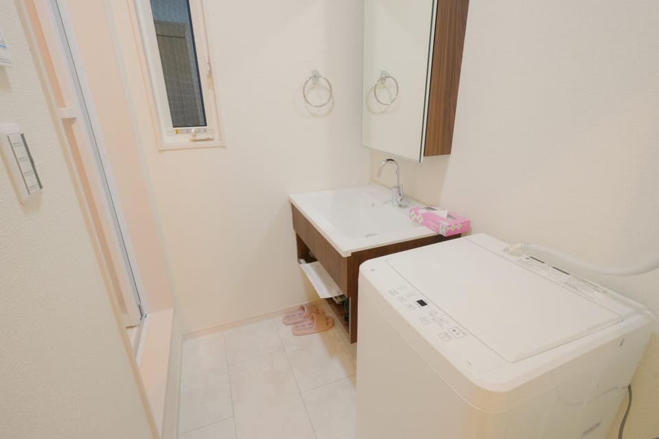 Bathroom, washing machine, dryer