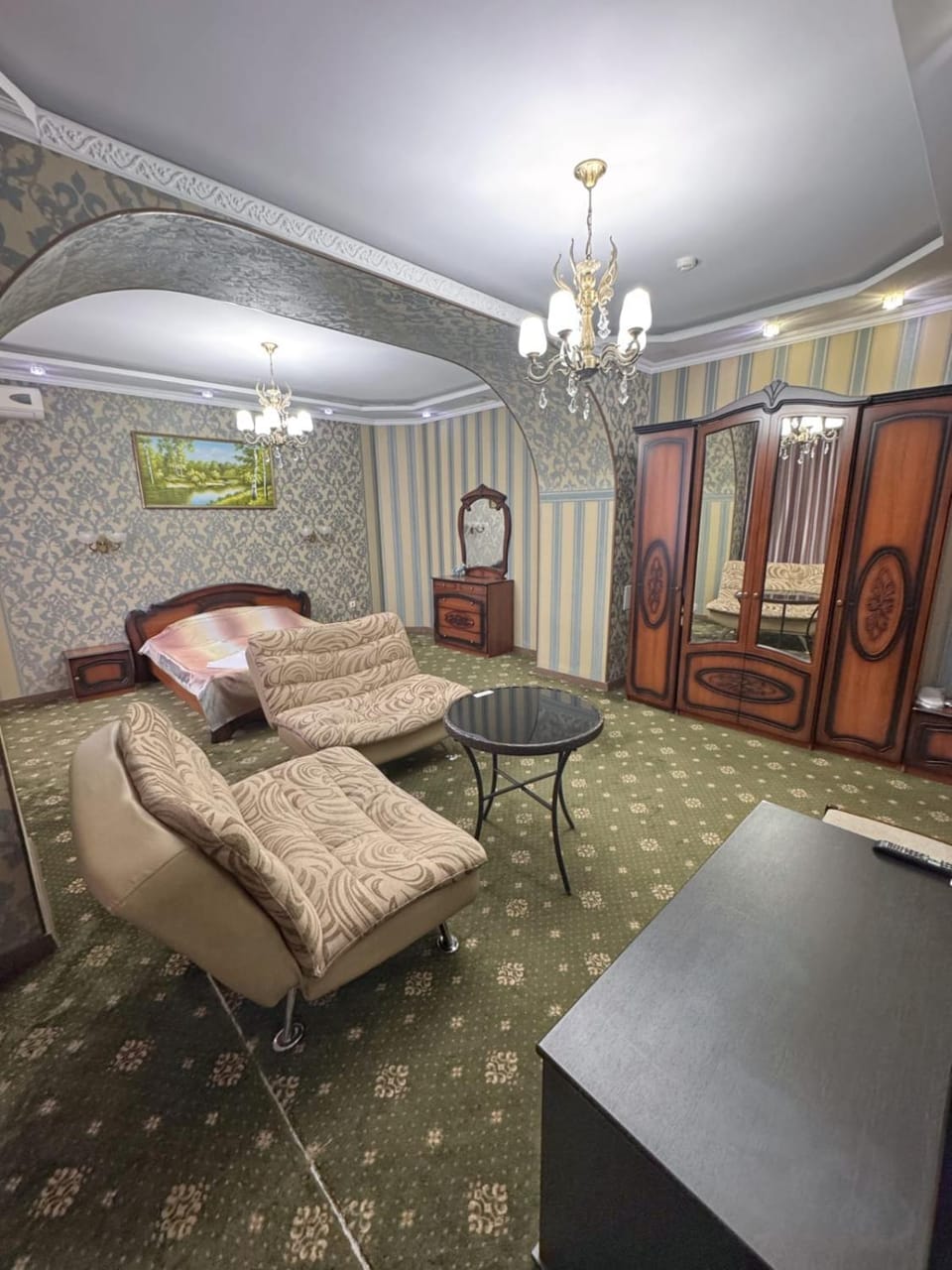 Seating area, wardrobe