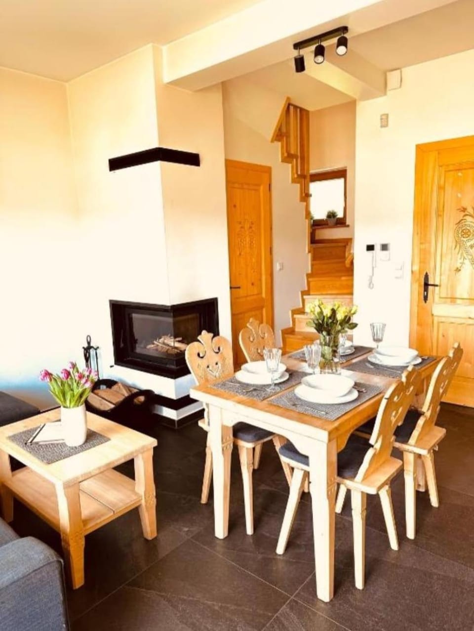 Living room, fireplace