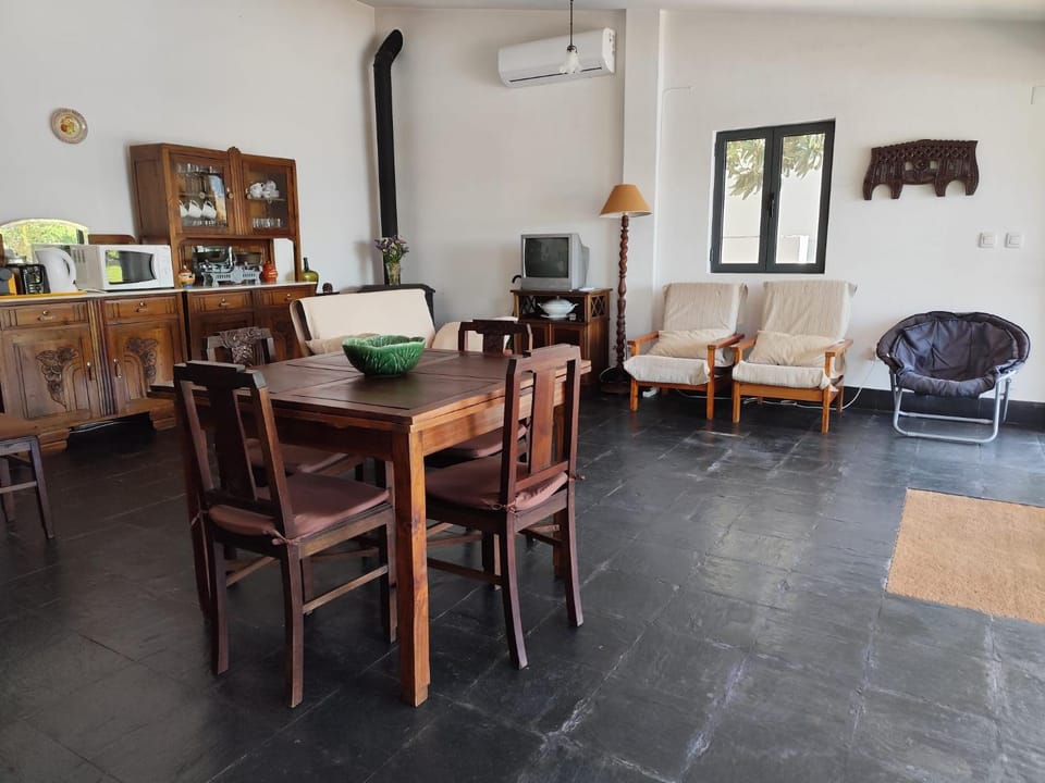 Kitchen or kitchenette, Living room, Seating area, Dining area, air conditioner