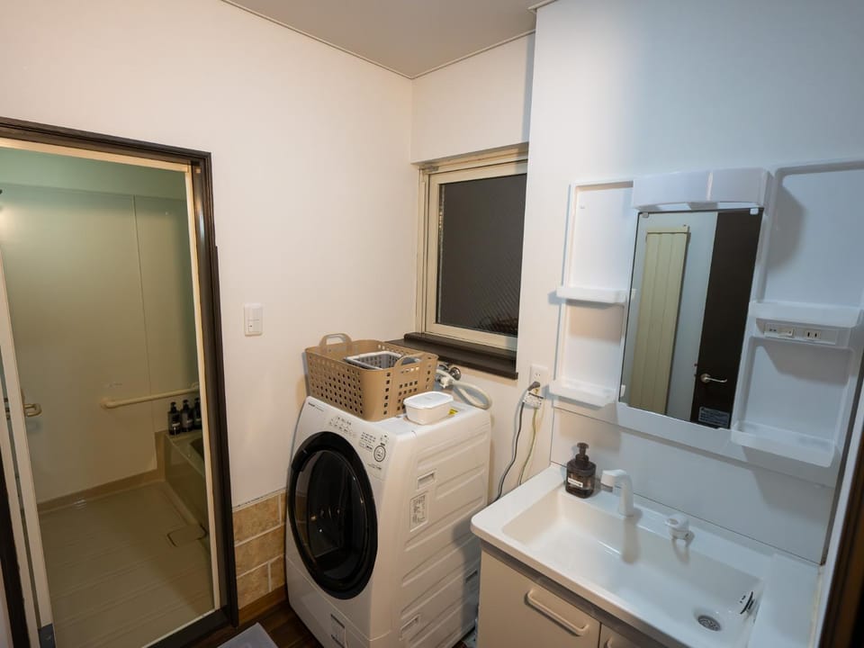 Bathroom, washing machine, dryer
