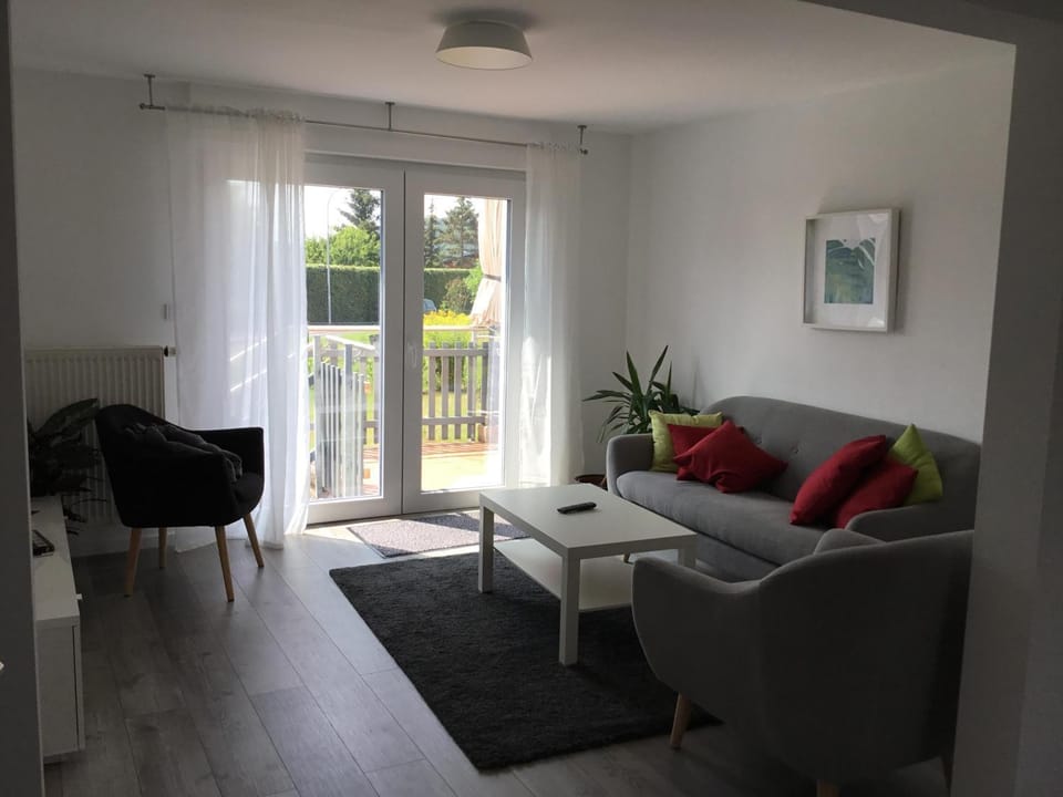 Living room, Seating area, Garden view