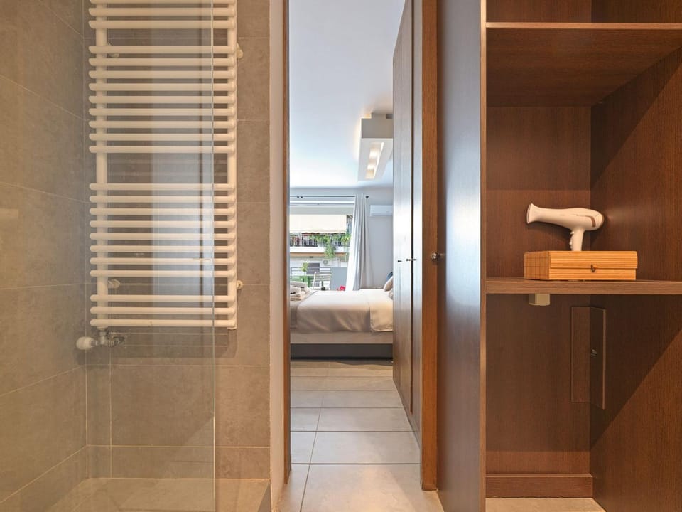 Shower, Bed, Bathroom, Bedroom, towels, wardrobe