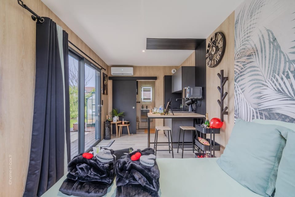 Bed, Kitchen or kitchenette, Living room, Photo of the whole room, Dining area