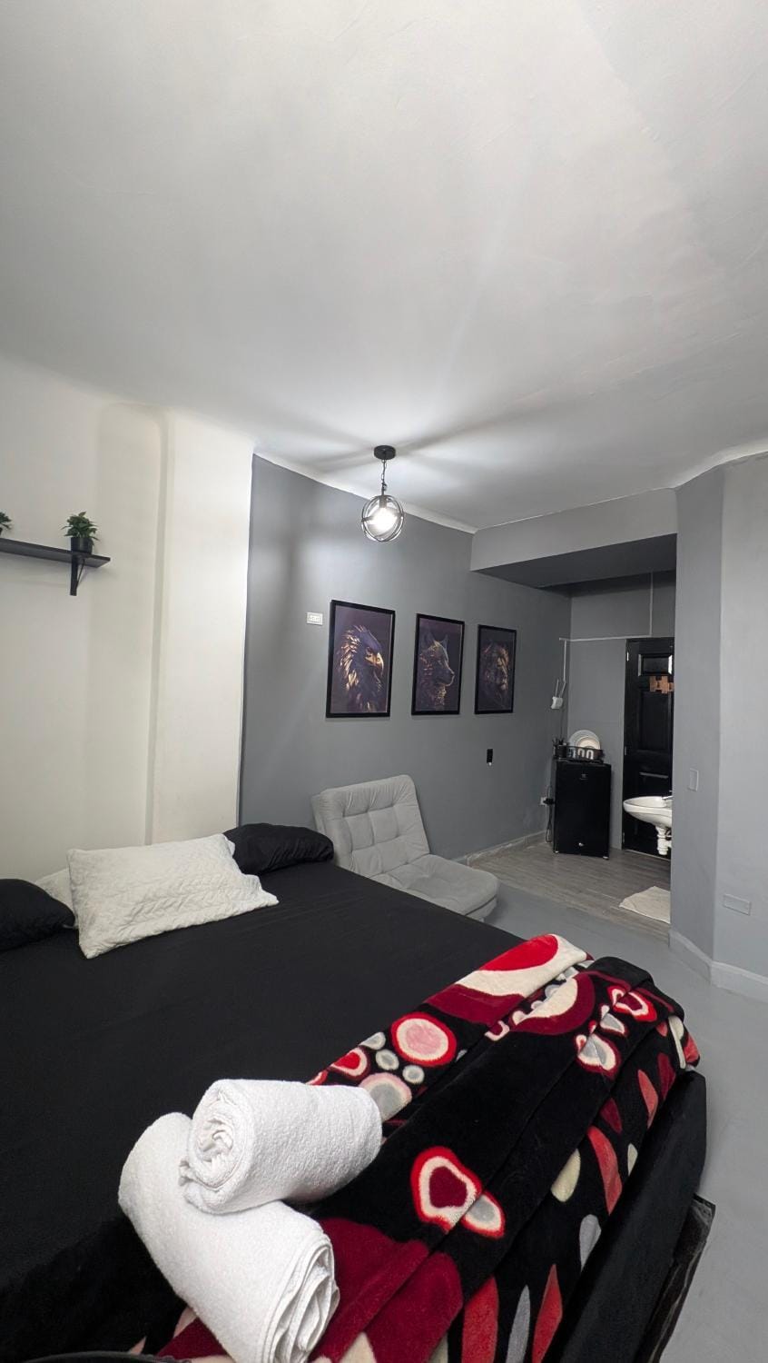 Bed, TV and multimedia, towels