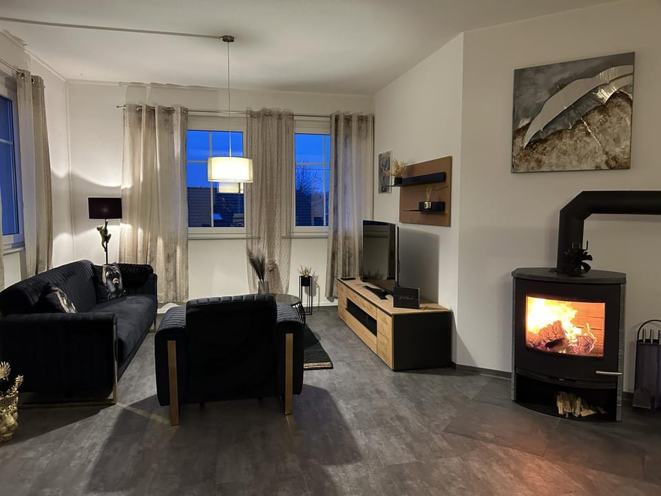 Living room, fireplace