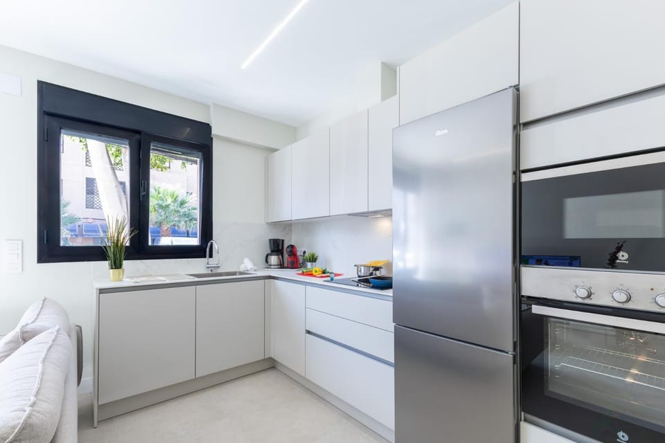 Kitchen or kitchenette, oven, stove