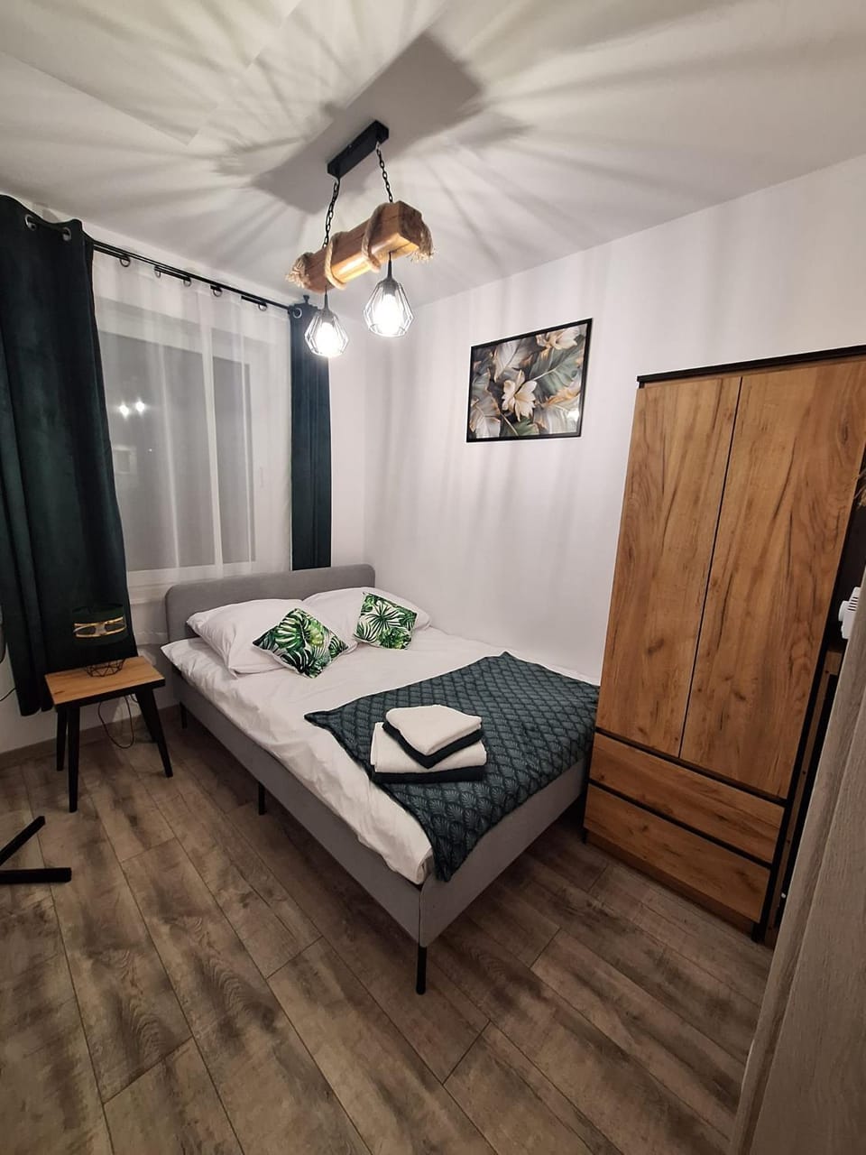 Bed, Bedroom, locker, towels, wardrobe