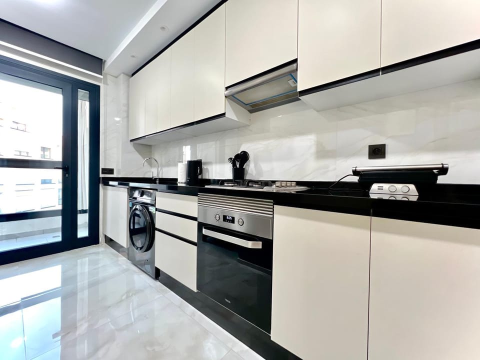 Kitchen or kitchenette, stove
