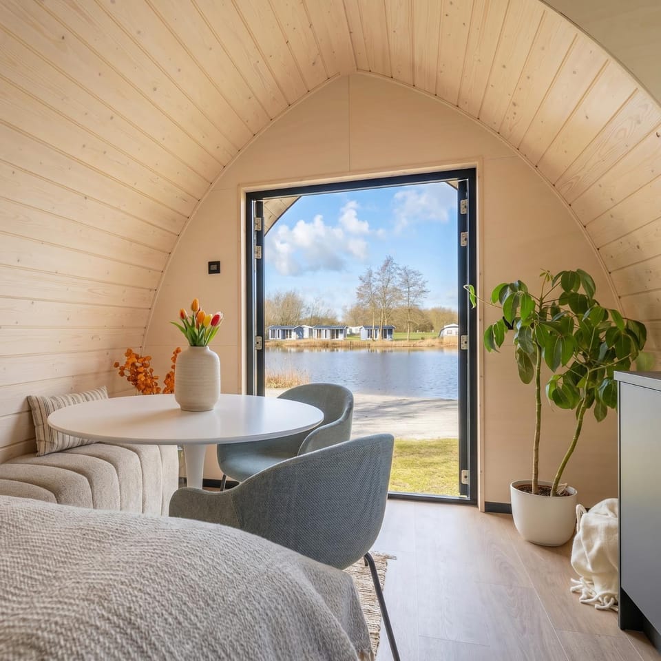 Sfeervolle recreatiepod aan het meer House in Leeuwarden