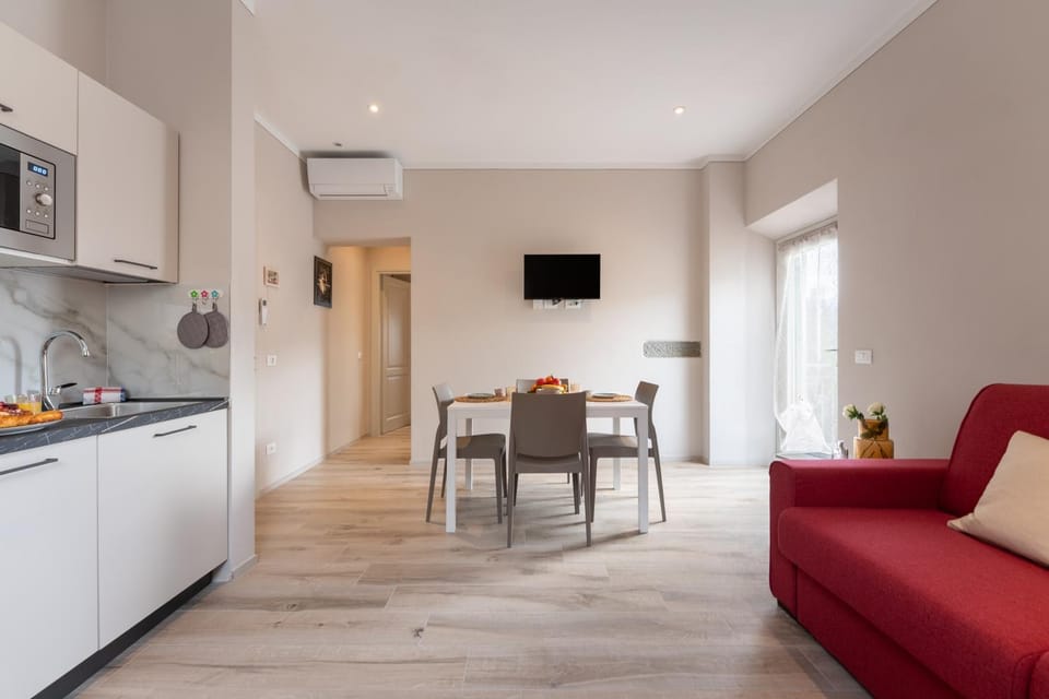Kitchen or kitchenette, Living room, Seating area, stove, stove, air conditioner, air conditioner