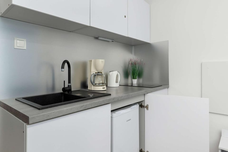 Coffee/tea facilities, Kitchen or kitchenette, stove